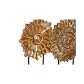 Statua Decorativa DKD Home Decor 25 x 8 x 34 cm Nero Dorato Moderno Cerchi (2 Unità)