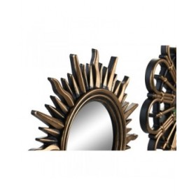 Set di Specchi DKD Home Decor Cristallo Nero Dorato polipropilene (25 x 3 x 25 cm) (2 Unità)