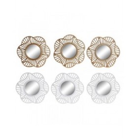 Set di Specchi DKD Home Decor Cristallo Dorato Bianco polipropilene (25 x 2 x 25 cm) (2 Unità)