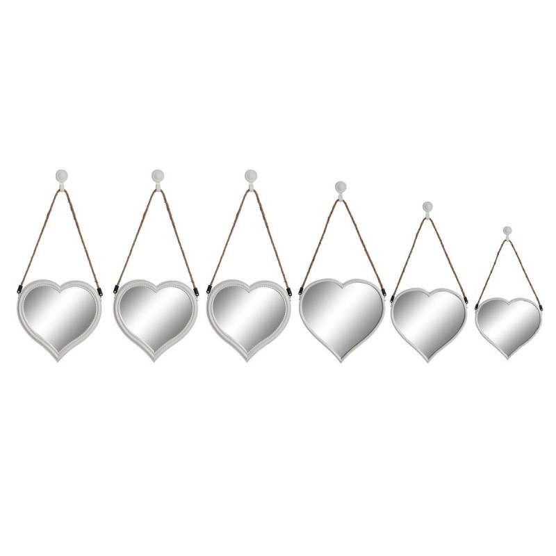 Set di Specchi DKD Home Decor Scandi Cristallo Bianco polipropilene (26 x 3 x 26 cm) (2 Unità)