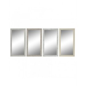 Specchio da parete DKD Home Decor Bianco Beige Grigio scuro 36 x 2 x 66 cm (4 Unità)