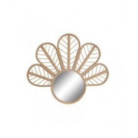 Specchio da parete DKD Home Decor Marrone Naturale Fiore Tropicale 69 x 2 x 60 cm