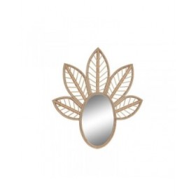 Specchio da parete DKD Home Decor Marrone Naturale Tropicale Foglia della pianta 60 x 2 x 67 cm