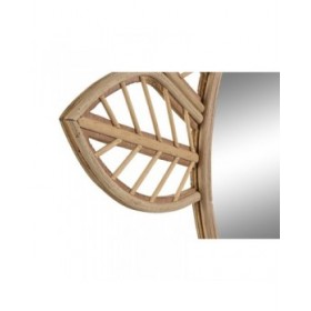 Specchio da parete DKD Home Decor Marrone Naturale Tropicale Foglia della pianta 60 x 2 x 67 cm