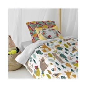 Set di copripiumino HappyFriday Moshi Moshi Harvestwood Multicolore Singolo 2 Pezzi