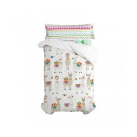 Set di copripiumino HappyFriday Moshi Moshi Cute Llamas Multicolore 2 Pezzi