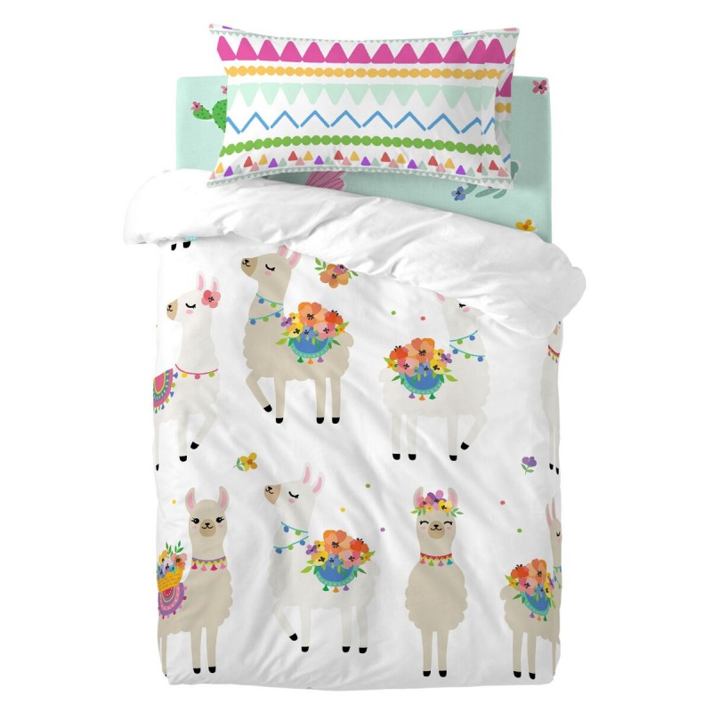 Set di copripiumino HappyFriday Moshi Moshi Cute Llamas Multicolore Culla Neonato 2 Pezzi