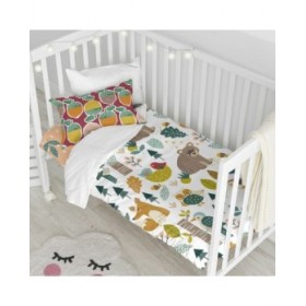 Set di copripiumino HappyFriday Moshi Moshi Harvestwood Multicolore Culla Neonato 2 Pezzi