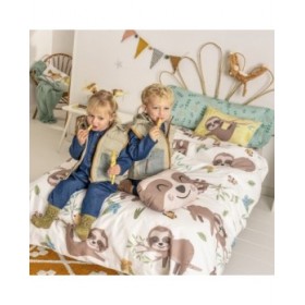 Set di copripiumino HappyFriday Moshi Moshi Happy Sloth Multicolore Singolo 2 Pezzi