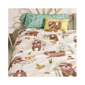Set di copripiumino HappyFriday Moshi Moshi Happy Sloth Multicolore Singolo 2 Pezzi
