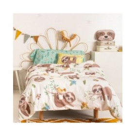 Set di copripiumino HappyFriday Moshi Moshi Happy Sloth Multicolore Singolo 2 Pezzi