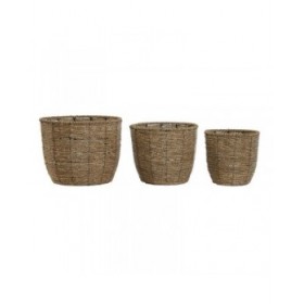 Set di vasi da fiori Home ESPRIT Marrone Fibra Tropicale 31 x 31 x 24 cm