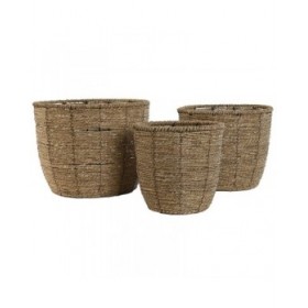 Set di vasi da fiori Home ESPRIT Marrone Fibra Tropicale 31 x 31 x 24 cm