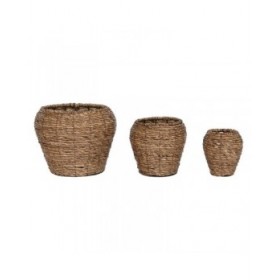 Set di vasi da fiori Home ESPRIT Marrone Metallo Fibra 41 x 41 x 32 cm
