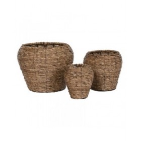Set di vasi da fiori Home ESPRIT Marrone Metallo Fibra 41 x 41 x 32 cm