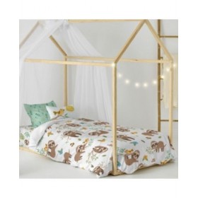 Set di copripiumino HappyFriday Moshi Moshi Happy Sloth Multicolore Singolo 2 Pezzi