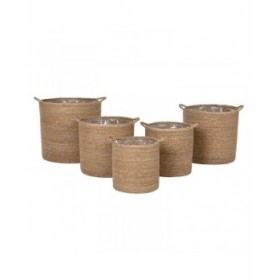 Set di Cestini Home ESPRIT Naturale Fibra naturale 37 x 37 x 41 cm (5 Pezzi)