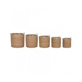 Set di Cestini Home ESPRIT Naturale Fibra naturale 37 x 37 x 41 cm (5 Pezzi)