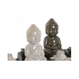 Bruciatore Home ESPRIT Ceramica Legno MDF Buddha 24 x 8 x 14 cm (2 Unità)