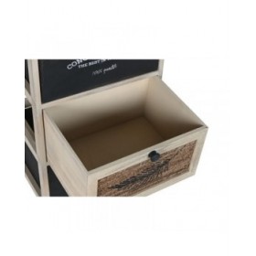 Cassettiera Home ESPRIT Nero Naturale Legno 40 x 30 x 73,5 cm