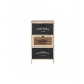 Cassettiera Home ESPRIT Nero Naturale Legno 40 x 30 x 73,5 cm