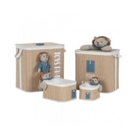 Cesto per i Panni Sporchi Home ESPRIT Verde Naturale Per bambini 44 x 44 x 45 cm 4 Pezzi
