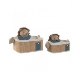Set di Cestini Home ESPRIT Verde Naturale 40 x 32 x 27 cm (2 Pezzi)