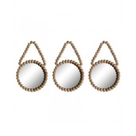 Set di Specchi Home ESPRIT Naturale Scandi 15 x 1 x 24 cm (3 Pezzi)