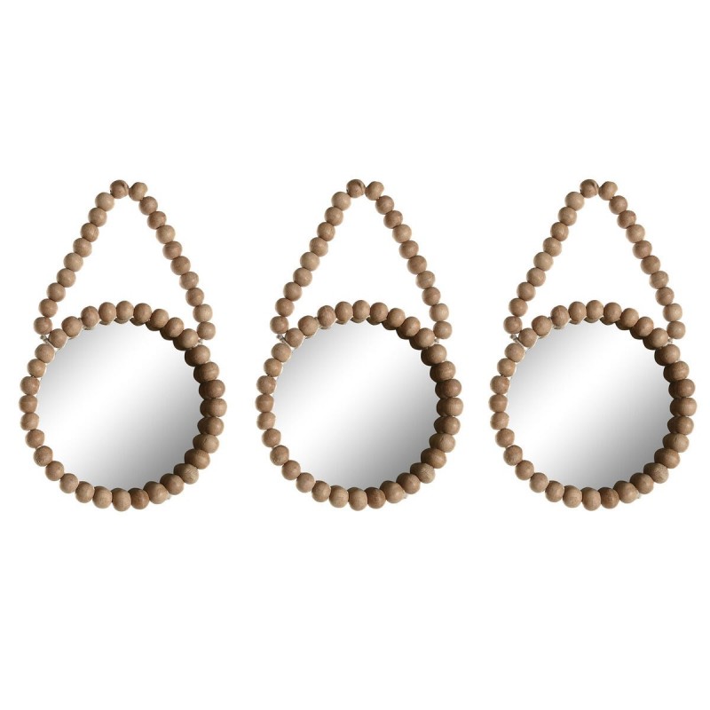 Set di Specchi Home ESPRIT Naturale Scandi 15 x 1 x 24 cm (3 Pezzi)