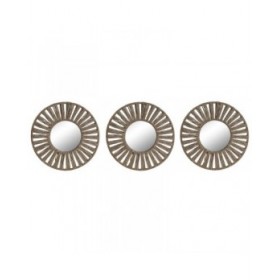Set di Specchi Home ESPRIT Naturale Tropicale 20 x 1 x 20 cm (3 Pezzi)
