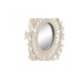 Set di Specchi Home ESPRIT Bianco Boho 20 x 1 x 20 cm (3 Pezzi)