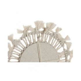 Set di Specchi Home ESPRIT Bianco Boho 20 x 1 x 20 cm (3 Pezzi)