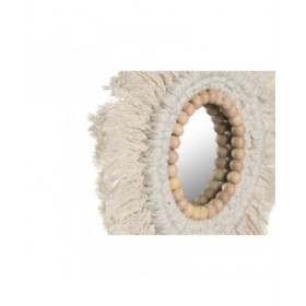 Set di Specchi Home ESPRIT Bianco Boho 20 x 1 x 20 cm (3 Pezzi)