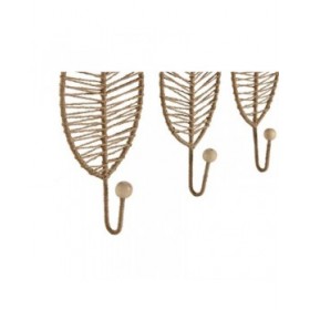 Appendiabiti da parete Home ESPRIT Naturale Juta Metallo 12 x 4 x 26 cm