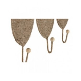 Appendiabiti da parete Home ESPRIT Naturale Juta Metallo 12 x 4 x 26 cm