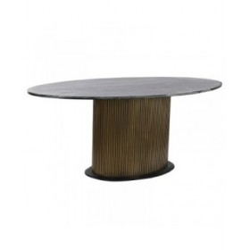 Tavolo da Pranzo Home ESPRIT Nero Dorato Ottone Marmo 200 x 110 x 76 cm