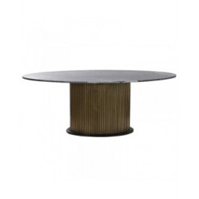 Tavolo da Pranzo Home ESPRIT Nero Dorato Ottone Marmo 200 x 110 x 76 cm