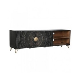 Mobile TV Home ESPRIT Nero Metallo Legno di mango 160 x 40 x 50 cm