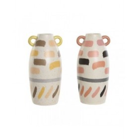 Vaso Home ESPRIT Multicolore Dolomite 17 x 17 x 35 cm (2 Unità)
