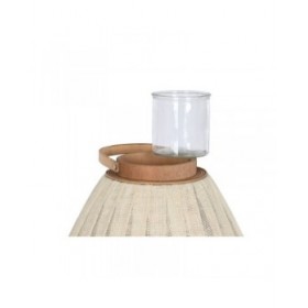 Portacandele Home ESPRIT Bianco Marrone Legno Cristallo 38 x 38 x 84 cm