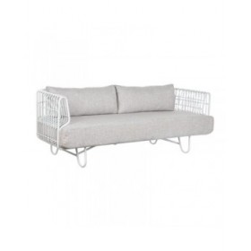 Divano Home ESPRIT Bianco Beige Metallo 180 x 66 x 66 cm