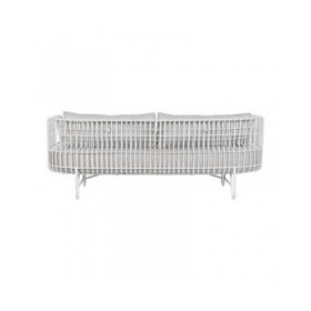 Divano Home ESPRIT Bianco Beige Metallo 180 x 66 x 66 cm