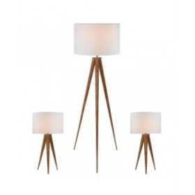 Lampada da Terra Home ESPRIT Marrone Legno Metallo Alluminio 40 x 40 x 153 cm (3 Pezzi)