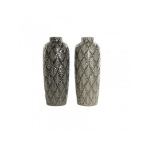 Vaso DKD Home Decor Verde Grigio Porcellana Orientale 16 x 16 x 40 cm (2 Unità)