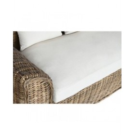 Divano da Giardino Home ESPRIT Bianco Marrone Naturale Rattan 174 x 88 x 69 cm