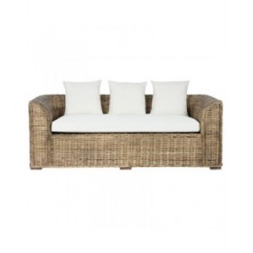 Divano da Giardino Home ESPRIT Bianco Marrone Naturale Rattan 174 x 88 x 69 cm