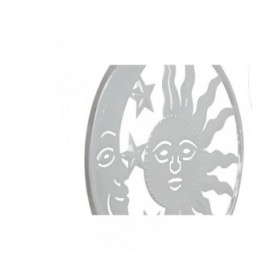 Decorazione pensile Home ESPRIT Azzurro Bianco Grigio Rosa Ferro Luna Sole 33 x 1 x 77 cm (4 Unità)
