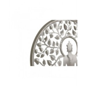 Decorazione pensile Home ESPRIT Azzurro Bianco Grigio Rosa Ferro Albero Buddha Orientale 33 x 1 x 77 cm (4 Unità)