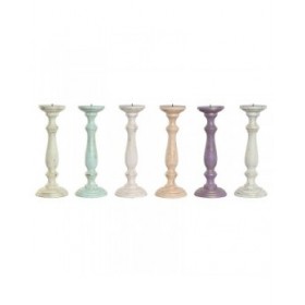 Candelabro Home ESPRIT Metallo Legno di mango Shabby Chic 12 x 12 x 34 cm