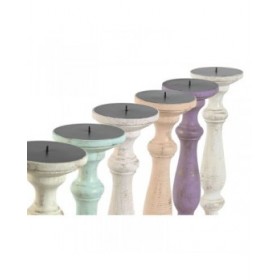 Candelabro Home ESPRIT Metallo Legno di mango Shabby Chic 12 x 12 x 34 cm